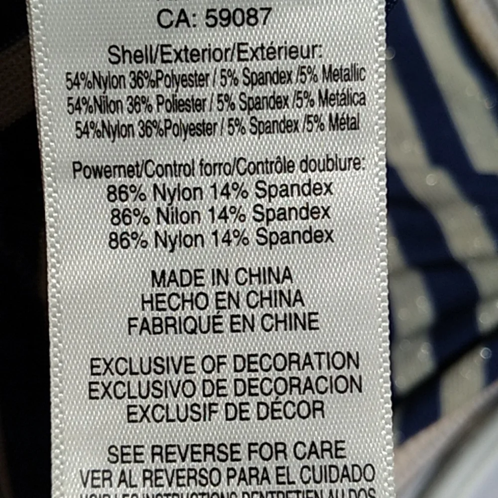 Jessica Simpson Blue/Gold Striped Tie Tankini Swim Top. Size Medium - Picture 12 of 12